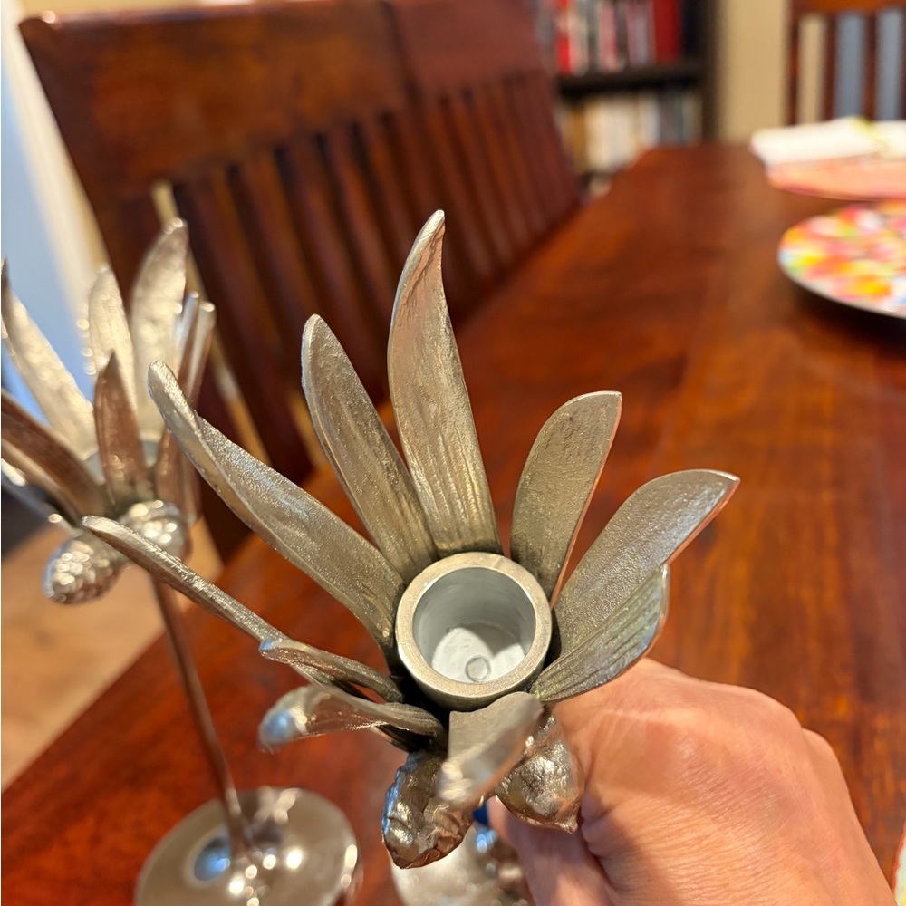 West Elm Silver Leaf Acorn Candle Holders - Picture 5 of 6